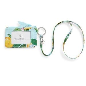 Vera Bradley Cotton Zip ID Case & Lanyard Lemon Grove NWT School Strap Neck $49